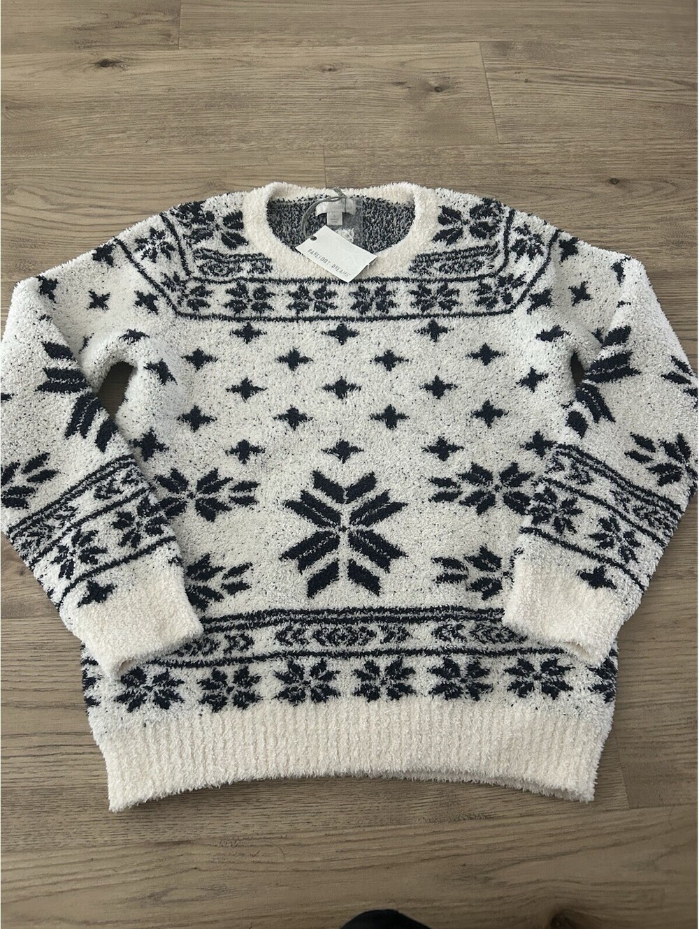 Barefoot Dreams Cozy Chic Lite Seaside Sweater Fair Isle Chenille Womens Small
